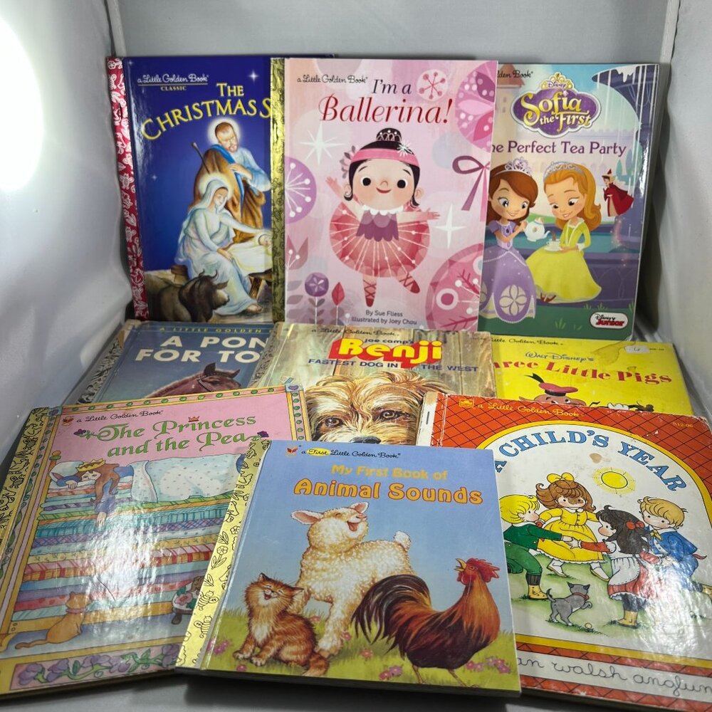 Vintage Little Golden Book Lot Of 10 Childrens Books Variety Of Titles & Themes